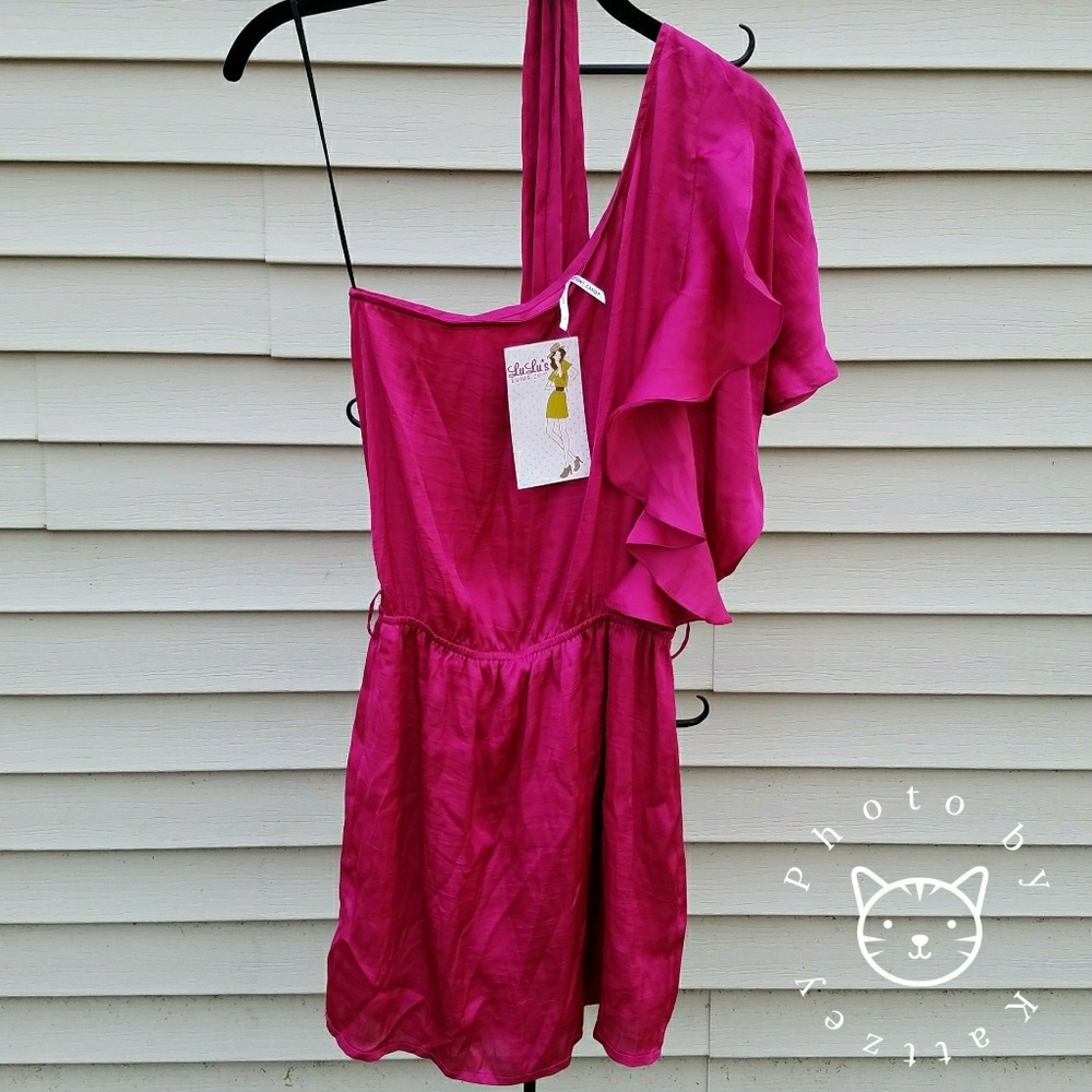 Lulus Cotton Candy Pink Ruffle One Shoulder Dress